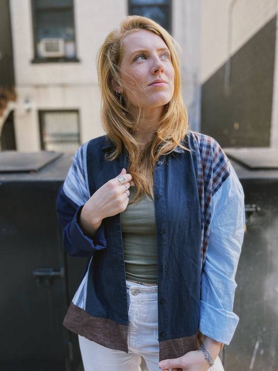 Nonoi Studio Blouson // Blau + Braun // Onesize Große Rabatte