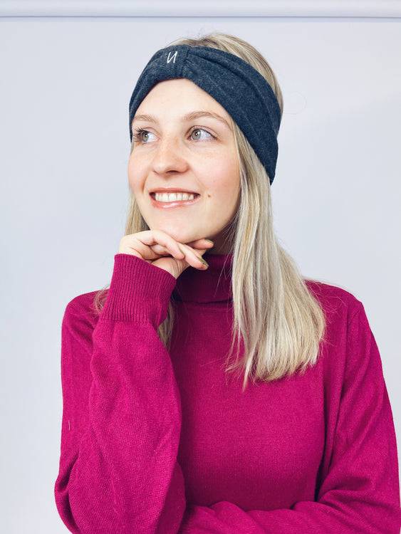 Nonoi Studio STIRNBAND "GLIO" DUNKELGRAU // WOLLE Fabrikverkauf