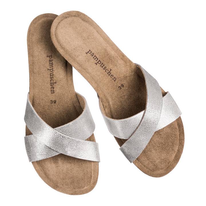 Pampuschen Lyda B metallic platin Jubiläumsangebot