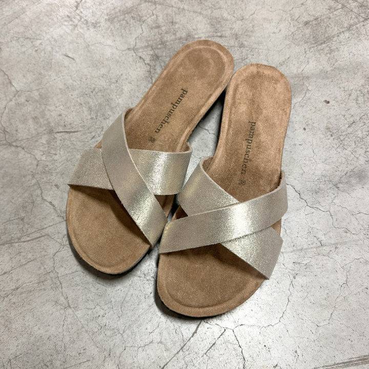 Pampuschen Lyda B metallic platin Jubiläumsangebot