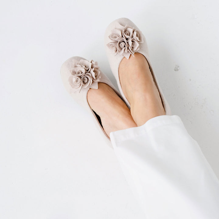 Pampuschen Grace wool beige Auslauf