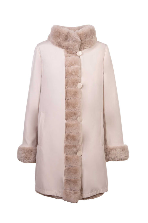Petite M. Kunstpelz Jacke zum Wenden Creme Vatertagsangebot
