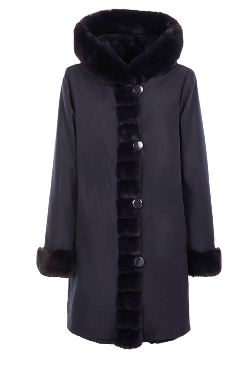 Petite M. Kunstpelz Jacke reversible in Dunkelblau Lagerräumung