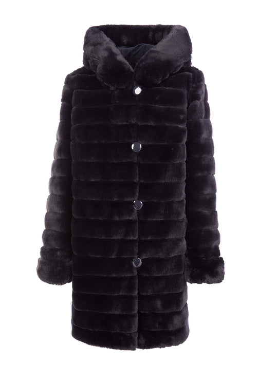 Petite M. Kunstpelz Jacke reversible in Dunkelblau Lagerräumung
