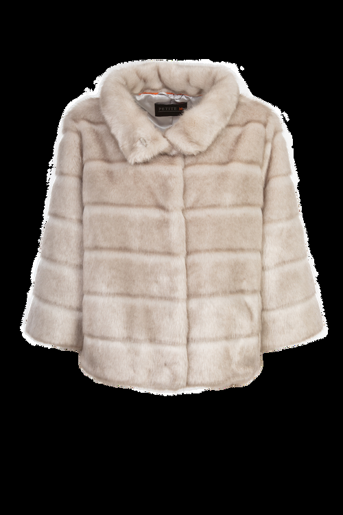 Petite M. Kurze Kunstpelzjacke in Silbergrau Heißer Verkauf