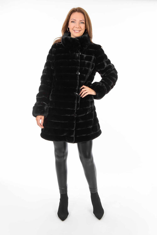 Petite M. Kunstpelz Jacke zum Wenden Schwarz Top Angebot