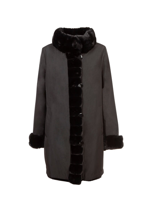Petite M. Kunstpelz Jacke zum Wenden Schwarz Top Angebot