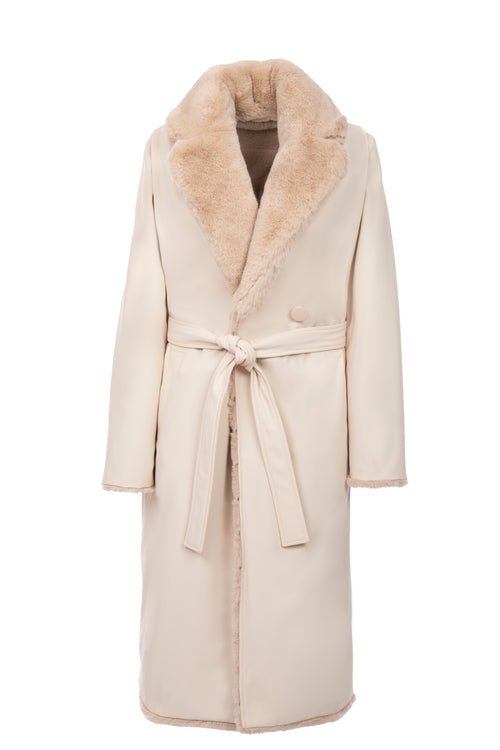 Petite M. Kunstfell Trenchcoat zum Wenden in Creme Online Outlet