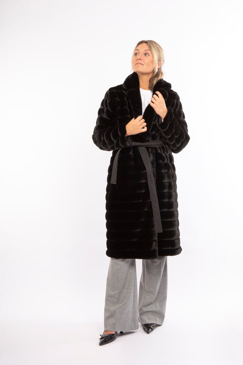 Petite M. Kunstfell Trenchcoat in Schwarz Zeitlich begrenztes Angebot