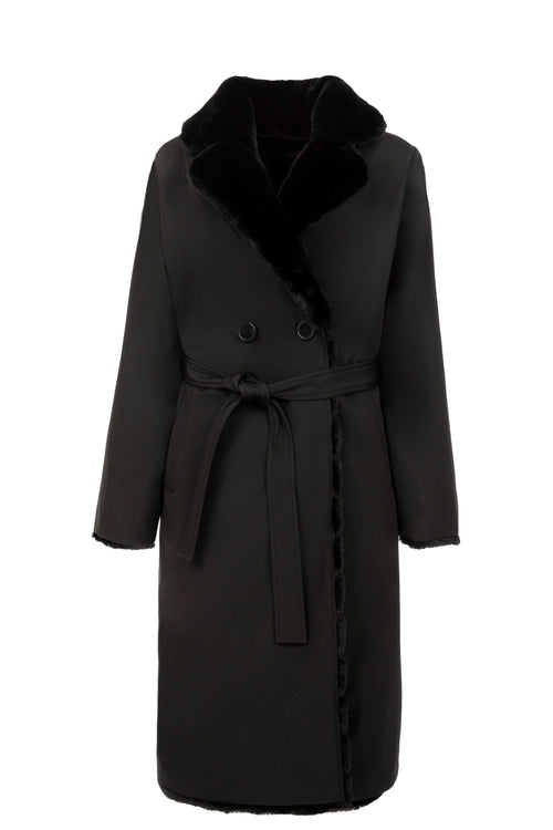 Petite M. Kunstfell Trenchcoat in Schwarz Zeitlich begrenztes Angebot