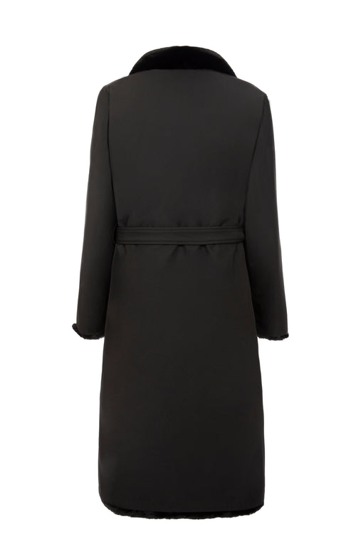 Petite M. Kunstfell Trenchcoat in Schwarz Zeitlich begrenztes Angebot