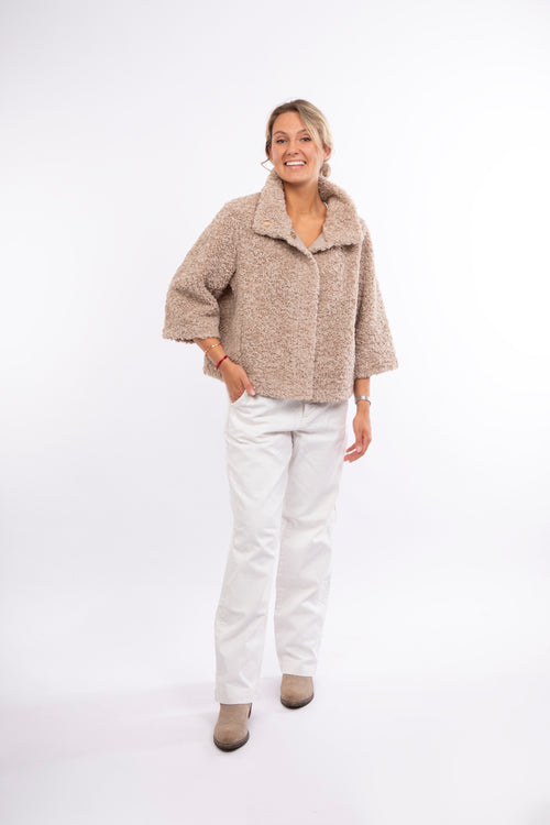 Petite M. Teddyfell Kurze Jacke in Beige Kauf eins, bekomm eins gratis