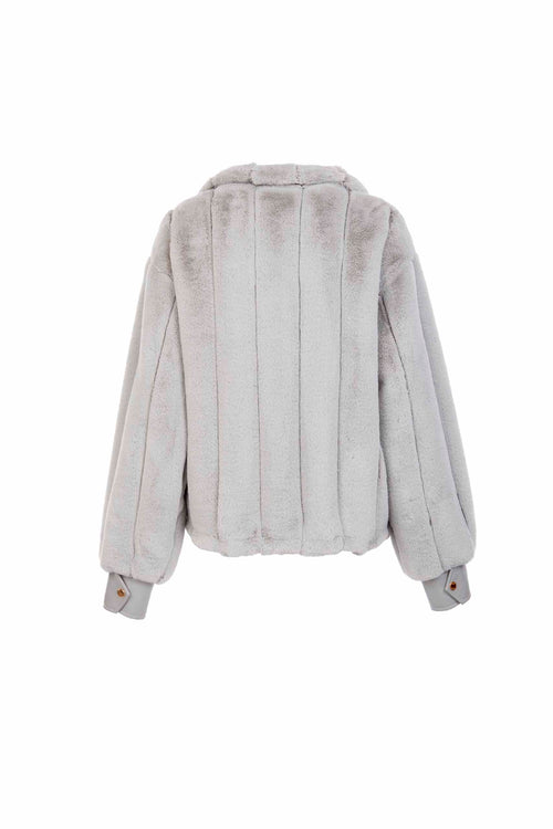 Petite M. Kunstpelz Bomberjacke in Silbergrau Hotsell