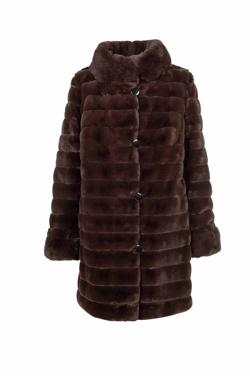 Petite M. Kunstpelz Jacke zum Wenden Schwarz - Braun Großer Ausverkauf
