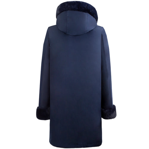 Petite M. Wendemantel mit Kapuze in Kunstfell und Microfaser, Farbe Blau Flash Sale