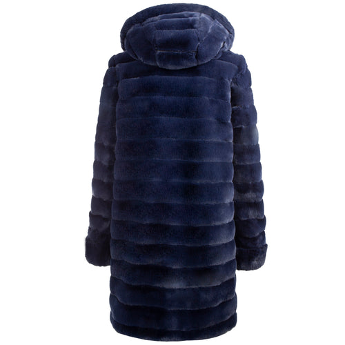 Petite M. Wendemantel mit Kapuze in Kunstfell und Microfaser, Farbe Blau Flash Sale