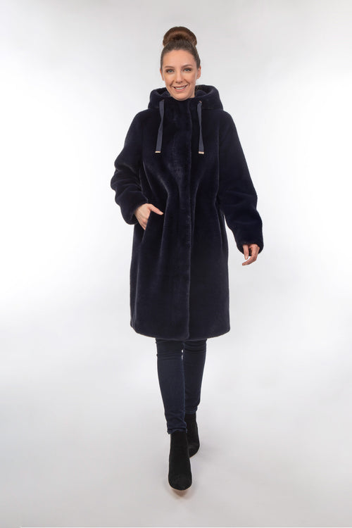 Petite M. Kunstpelz Parka Dunkelblau Online Shopping
