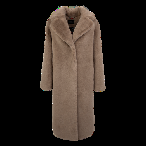 Petite M. Langer Kunstpelz Mantel in Sandfarbe Beige Weihnachtsangebot