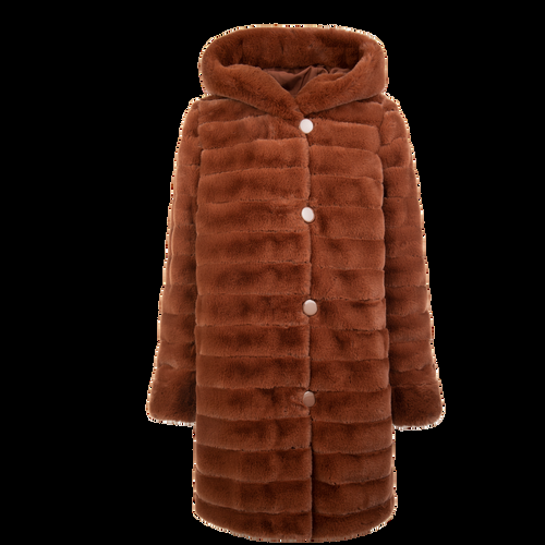 Petite M. Wendemantel mit Kapuze in Kunstfell und Microfaser, Farbe Cognac Blitzangebot