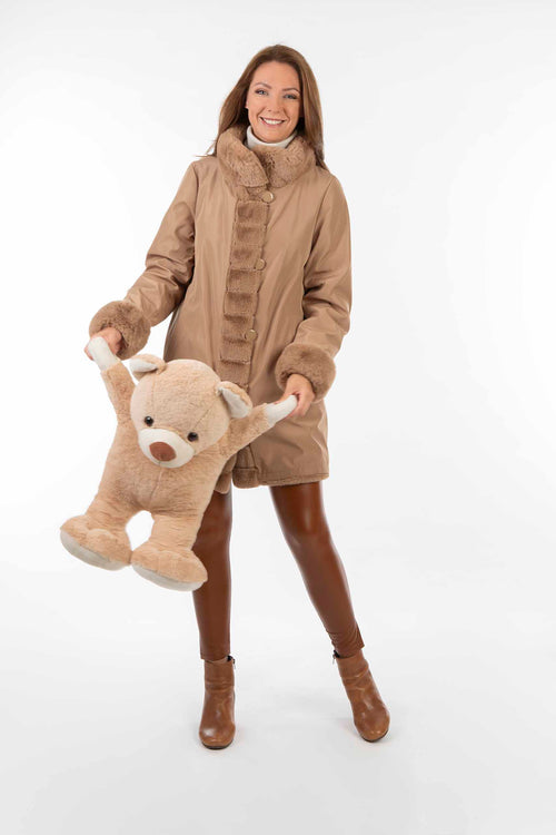 Petite M. Kunstpelz Jacke zum Wenden Camel Neueste Stile
