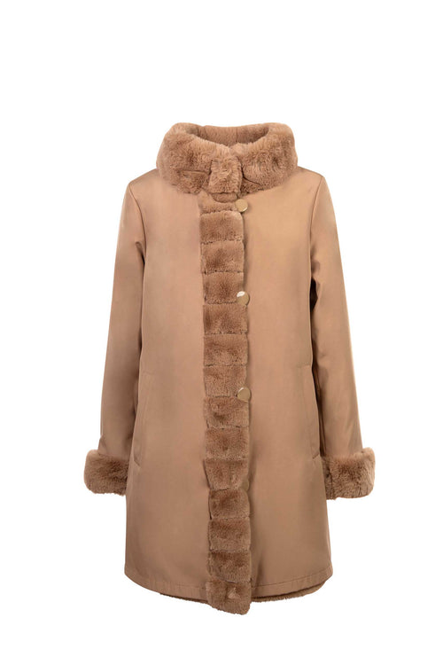Petite M. Kunstpelz Jacke zum Wenden Camel Neueste Stile