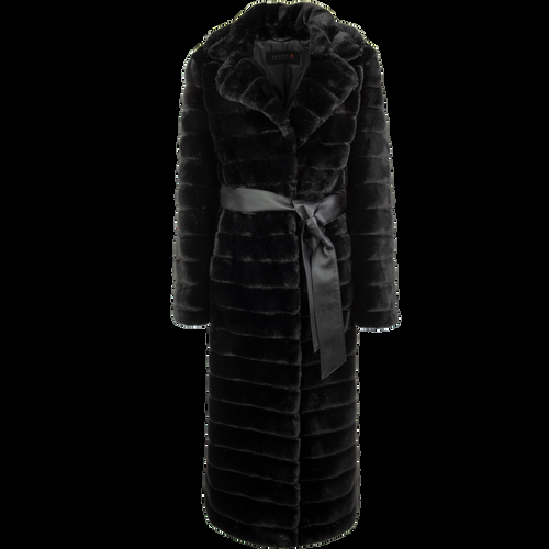 Petite M. Langer Kunstpelz Mantel in Schwarz Clearance-Verkauf