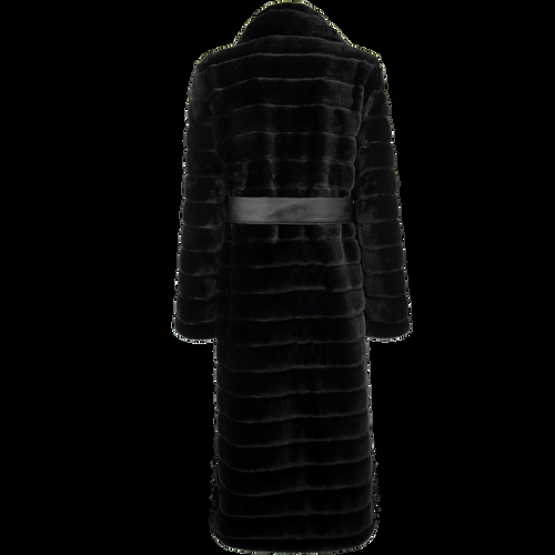 Petite M. Langer Kunstpelz Mantel in Schwarz Clearance-Verkauf