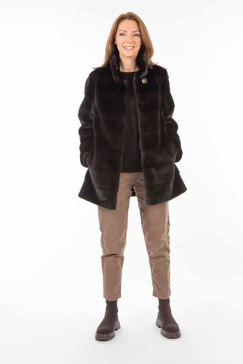 Petite M. Kunstfell Jacke Nerzoptik Schwarzbraun zollfrei
