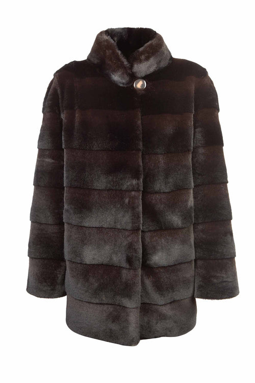 Petite M. Kunstfell Jacke Nerzoptik Schwarzbraun zollfrei