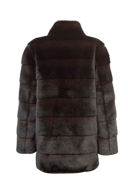 Petite M. Kunstfell Jacke Nerzoptik Schwarzbraun zollfrei