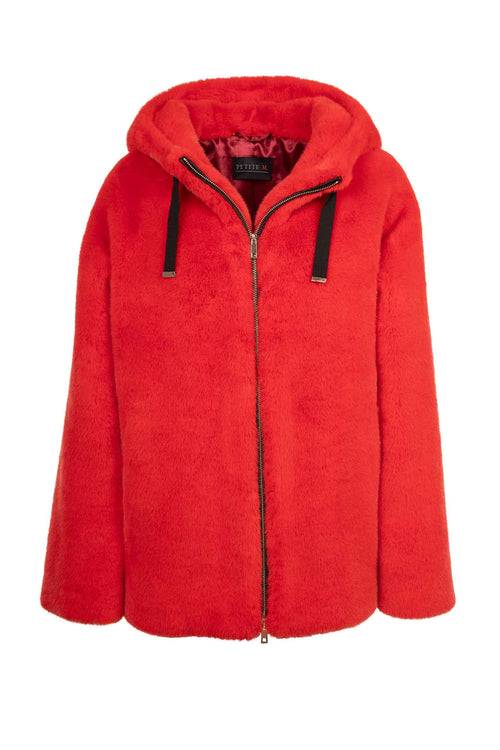 Petite M. Jacke in Kunstpelz mit Kapuze, Rot 50% Rabatt für begrenzte Zeit