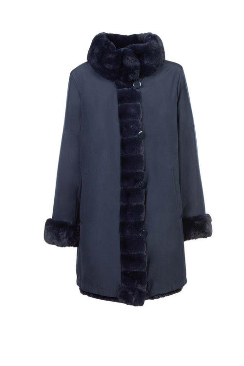 Petite M. Kunstpelz Jacke zum Wenden Blau Fabrik Onlineshop