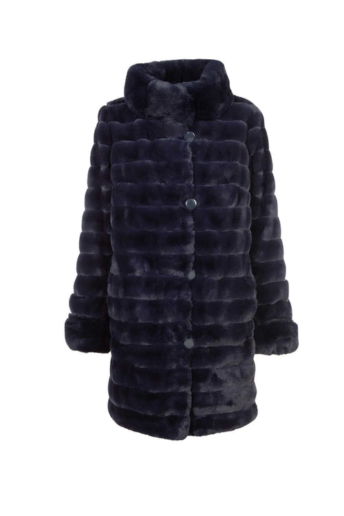 Petite M. Kunstpelz Jacke zum Wenden Blau Fabrik Onlineshop
