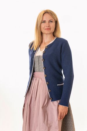 Pezzo D'oro Damenstrickjacke,Merinowolle,Trachtenstrickjacke,marine Valentinstagsangebot
