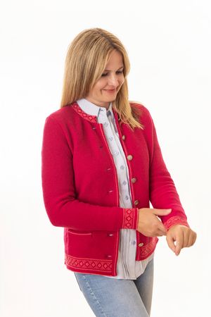 Pezzo D'oro Damentrachtenstrickjacke pink, reine Merinowolle,nachhaltig aus Bayern Neueste Mode