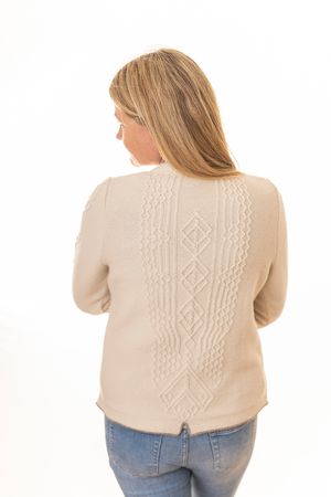 Pezzo D'oro edler Damenwollpullover wollweiss,Trachtenpulli reine Merinowolle, Online Outlet