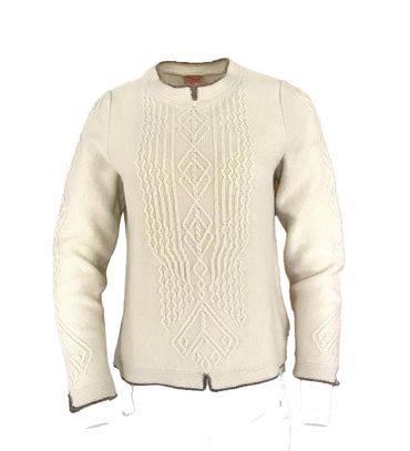 Pezzo D'oro edler Damenwollpullover wollweiss,Trachtenpulli reine Merinowolle, Online Outlet