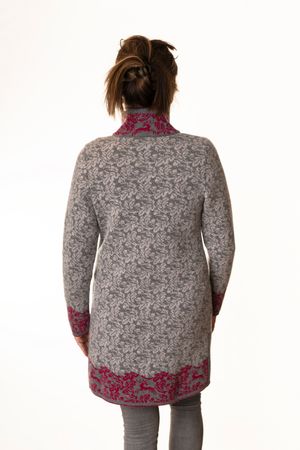 Pezzo D'oro Pezzo D&#039;oro Damenstrickmantel,Grautöne mit dunkelpinken Akzenten, nachhaltig produziert,made in Bayern, Merinowolle Exklusive Angebote