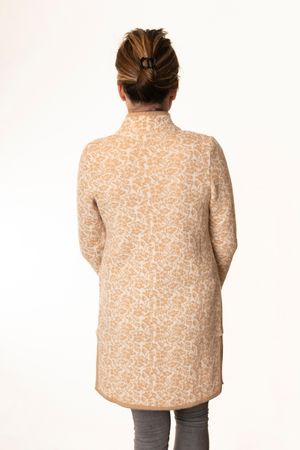 Pezzo D'oro Pezzo D&#039;oro Strickmantel offwhite/camel, Gehrock, reine Merinowolle, Strickhülle Große Rabatte