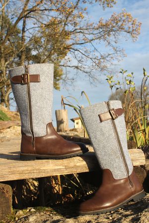 Pezzo D'oro Damen Winterstiefel Leder, gefüttert, mit hohem Filzschaft, im Sale minus 20% Neueste Stile