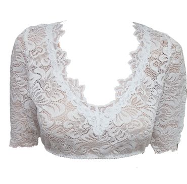 Pezzo D'oro Dirndlbluse aus elastischer Spitze Farbe creme, Kurzarm, Dirndlspitzenbluse Begrenzt auf 3 Tage