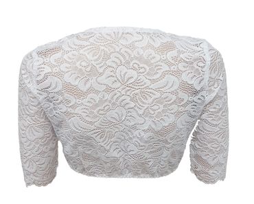 Pezzo D'oro Dirndlbluse aus elastischer Spitze weiß Kurzarm, Dirndlspitzenbluse Speichern exportieren