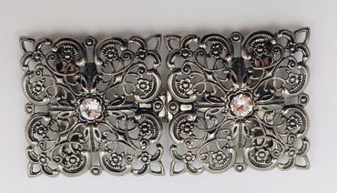 Pezzo D'oro Dirndlspangerl, Schürzenschließe, Swarovskisteine, altsilber Outlet