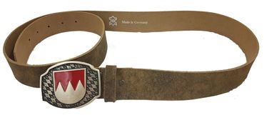 Pezzo D'oro Franken-Gürtel Rindleder inkl. Schließe mit Franken-Wappen braun-oliv Blitzverkäufe