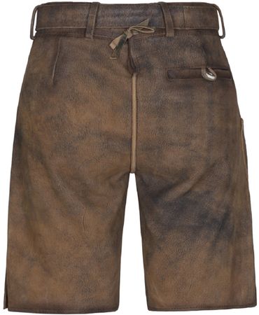Pezzo D'oro Herren Trachtenlederhose 2-tlg mit Gürtel,kurz, bestickt,antikbraun Rabatt