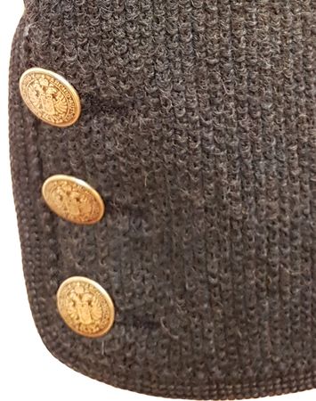 Pezzo D'oro Herren Trachtenstrickjacke blaumelange mit grauem Loden abesetzt, roter Paspel Günstig kaufen