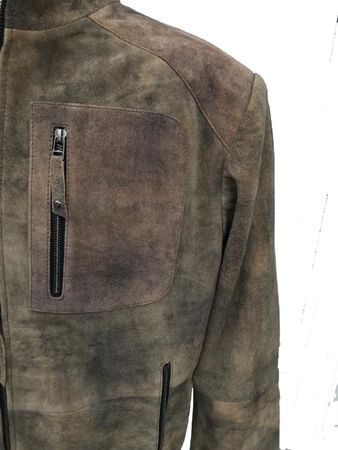Pezzo D'oro Herrenlederjacke,Velourleder, Lammnappaleder in antik Finish, Farbe olivbraun, auch in großen Größen bis Gr 62 Großer Ausverkauf