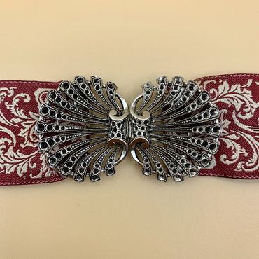 Pezzo D'oro Schürzenschließe, filigrane Pfauenfeder, altsilber,2 tlg VIP-Rabatte