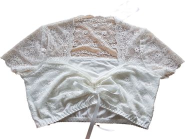 Pezzo D'oro Spitzendirndlbluse creme,Blumenbordüre,Herzausschnitt/Raffung Neueste Stile