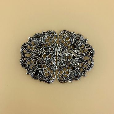 Pezzo D'oro Trachten Schürzenschließe, Ornamente oval,altsilber 2 tlg Zeitbegrenzte Promotion